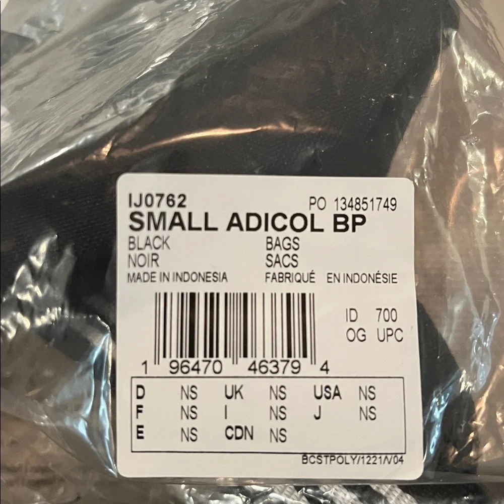 adidas Black Small Adicolor Classic Backpack/NWT